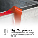 3M LVO VHB tape applied to the edge of a surface. Engineered adhesion and strength in temperatures as high as 250°F.