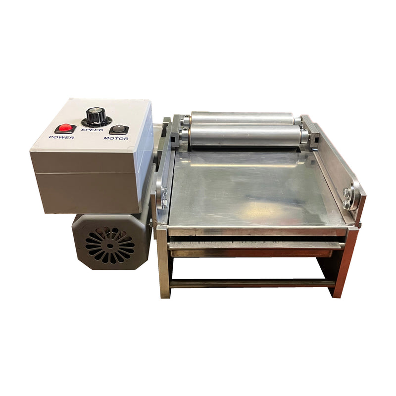 Front view of cold glue roll coater with 7" rollers